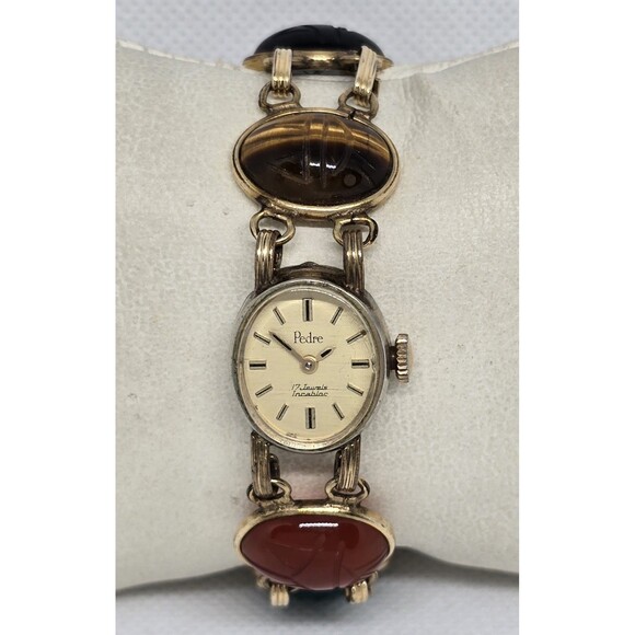 Women\'s Vintage Pedre 17 Jewel 12 K Gold Filled Egyptian Scarab Gem Watch 12 main image 4
